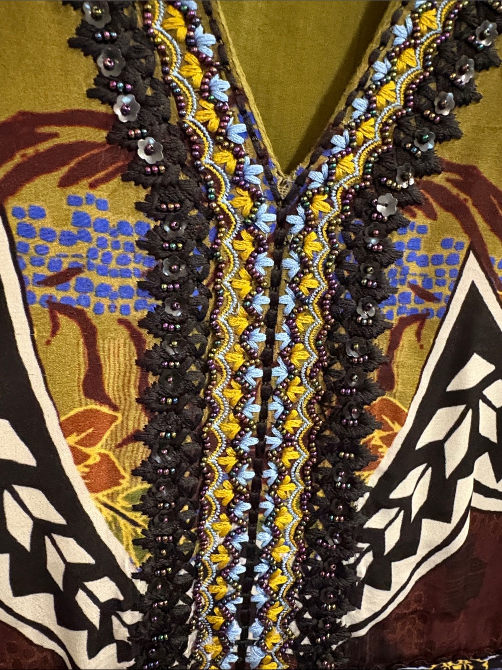 Nanette Lepore Olive & Periwinkle Floral Maxi Dress - Picture 5 of 6